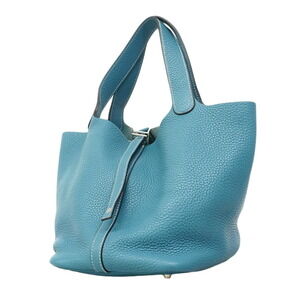 Hermes Picotin Lock MM handbag, Taurillon Clemence leather, Blue Jean, □O sta...